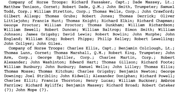 1702 James William and John Gowing as Dragoons in Stafford Co Va p3