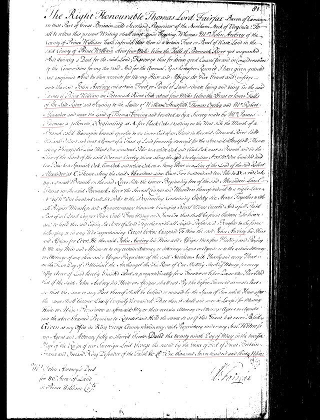 1739 Thomas Gowing living next to Robert Alexander, Owsley, Strutfield, and Awbrey in Stafford Co, Va MARKED