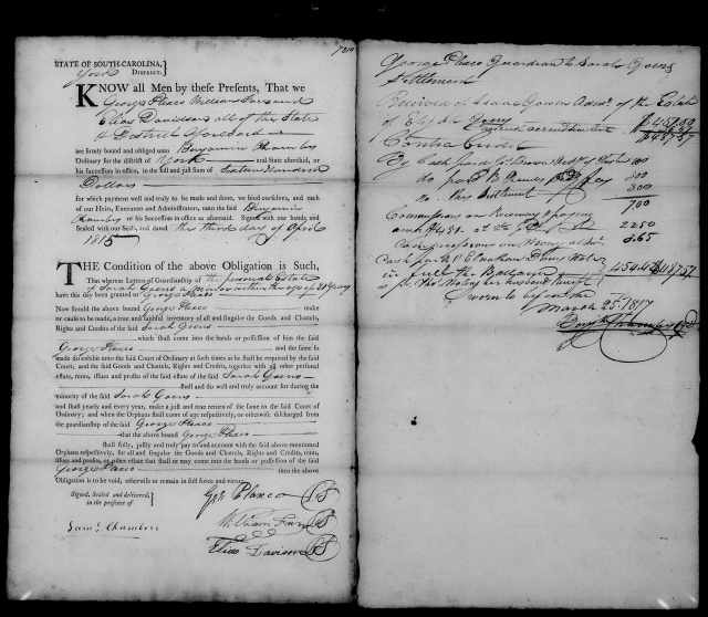 1815 - 1817 Goen, Sarah in York SC as minor having George Plaxco as guardian 2