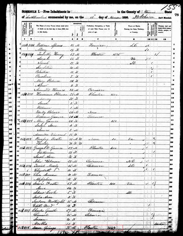 1850 US Census w Isaac Going p1