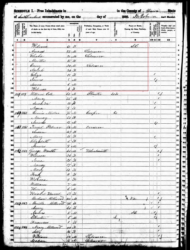 1850 US Census w Isaac Going p2 