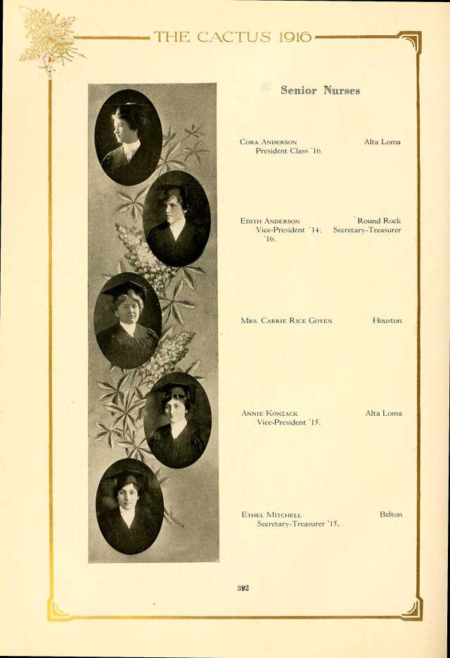 1916 Univ Texas yearbook photo Carrie Rice Goyen