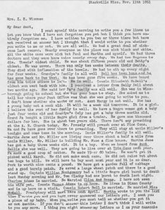 Frank Ware and I J Ware letter to I E Wiseman Nov 1861