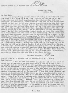 Hugh Bell and Frank Asbury Ware letter to I E Wiseman in October 1864 transcript only
