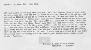 I G Bell and Suzannah Bell letter to William Wiseman in March 1854 transcript only p2