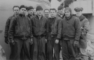 John Goyen Sr with Navy crew in WWII 3rd from left - USS Bailey