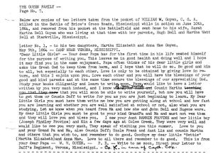 Letters from W W Goyen found on body in Civil War letter May 9 1864 transcription