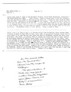 Letters in 1865 re Hugh Bell will and contesting it if necessary