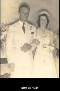 Mary Louise and John Goyen on wedding day May 24, 1941