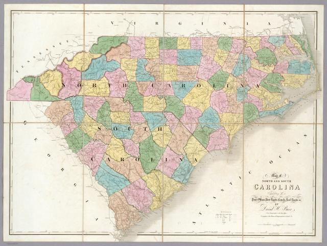 North and South Carolina county maps