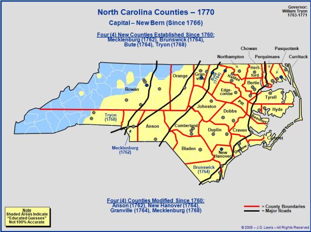 North Carolina counties in 1770