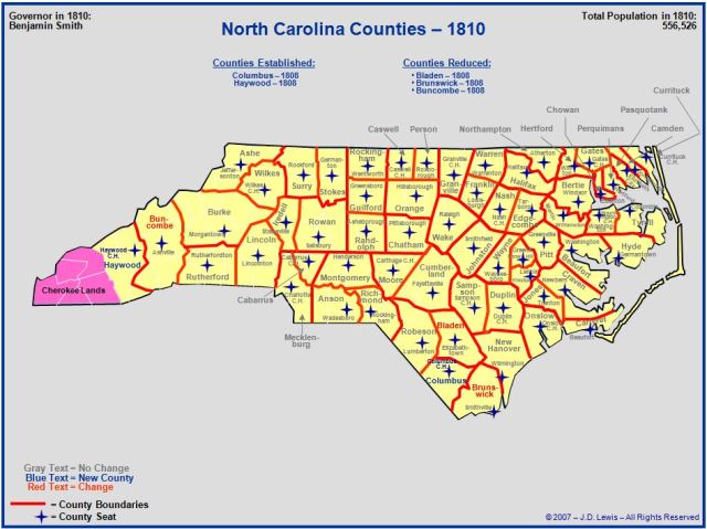 North Carolina counties in 1810