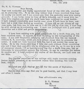 S P Wiseman to W R Wiseman Oct 5 1873 transcript only