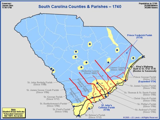 South Carolina counties in 1740
