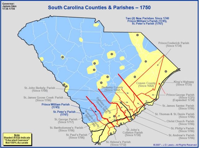 South Carolina counties in 1750