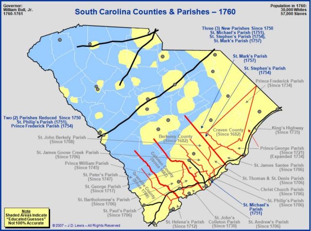 South Carolina counties in 1760