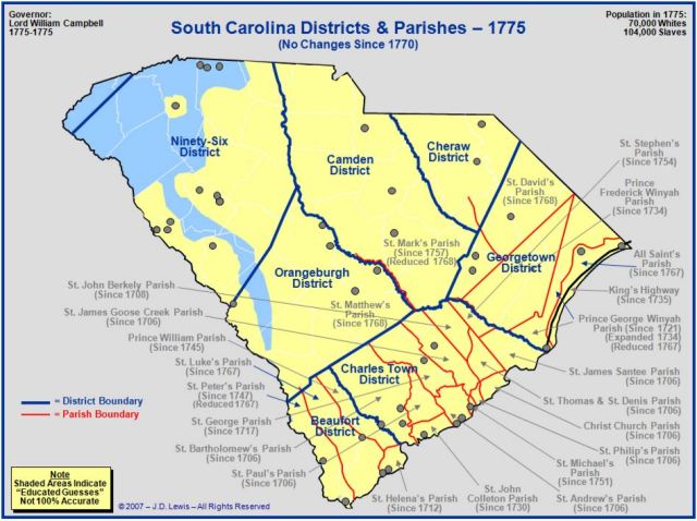 South Carolina counties in 1775