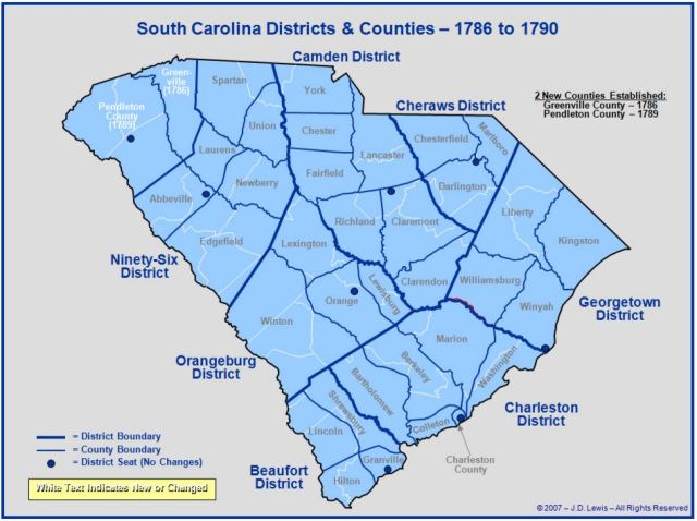 South Carolina counties in 1786