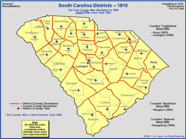 South Carolina counties in 1810