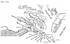 Virginia counties 1700 to 1710