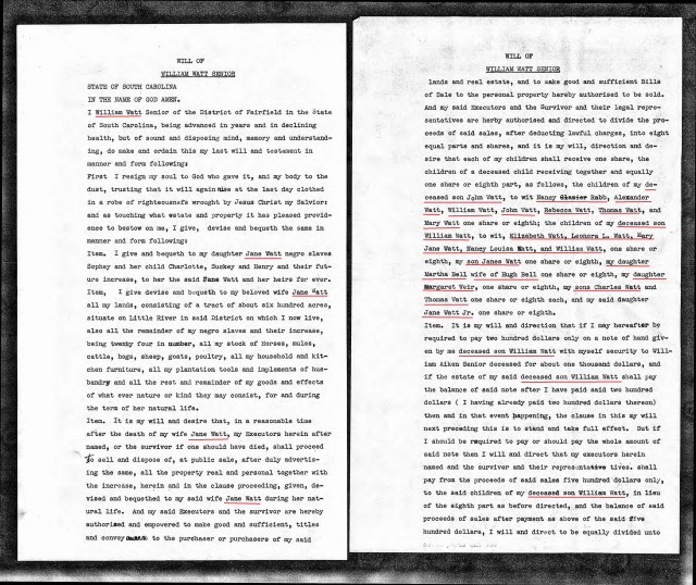 1851 William Watt loose papers will p1 