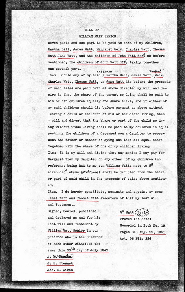 1851 William Watt loose papers will p2 