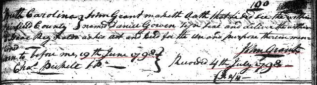 1798 Danl Going to Isaac Reynolds Fairfield SC 2