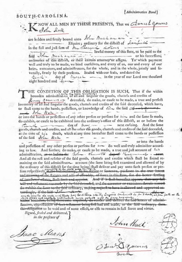 1807 Henry Going estate bond