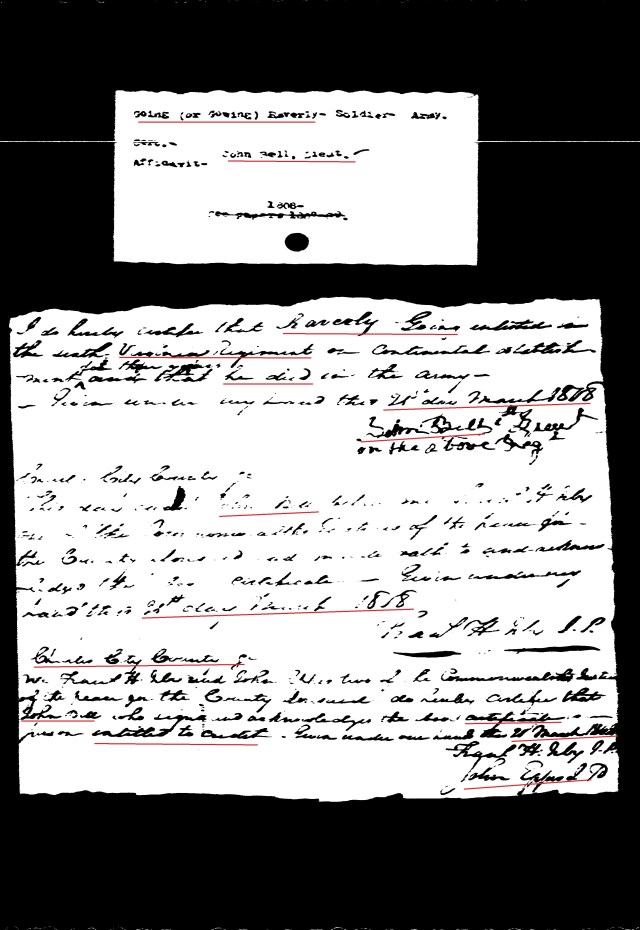 1818 Raverly Going land bounty from Revolution p1