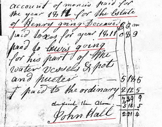1811 Henry Going accounting of estate
