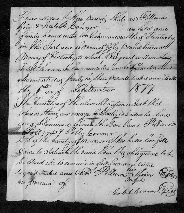 1817 KY Madison Co Joseph Goin giving his son Pollard Goin for marriage to Polly Conner daughter of Caleb Conner p2
