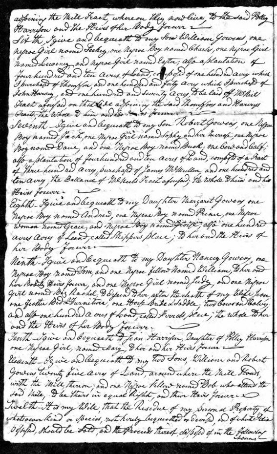 1818 Daniel Gowens handwritten will 2