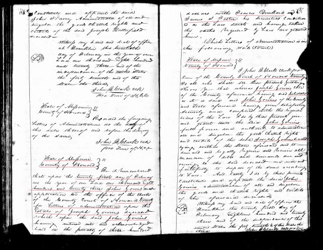1823 Missouri Howard Co Feb 21 John Gowin appt executor of Joseph Gowin estate