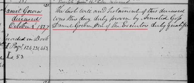 1827 Daniel Goin court journal entry