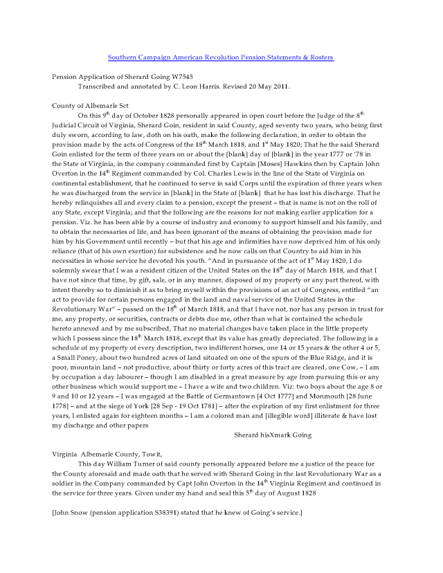 1828 Va Albemarle Co Sherard Goin rev war pens app_Page_1