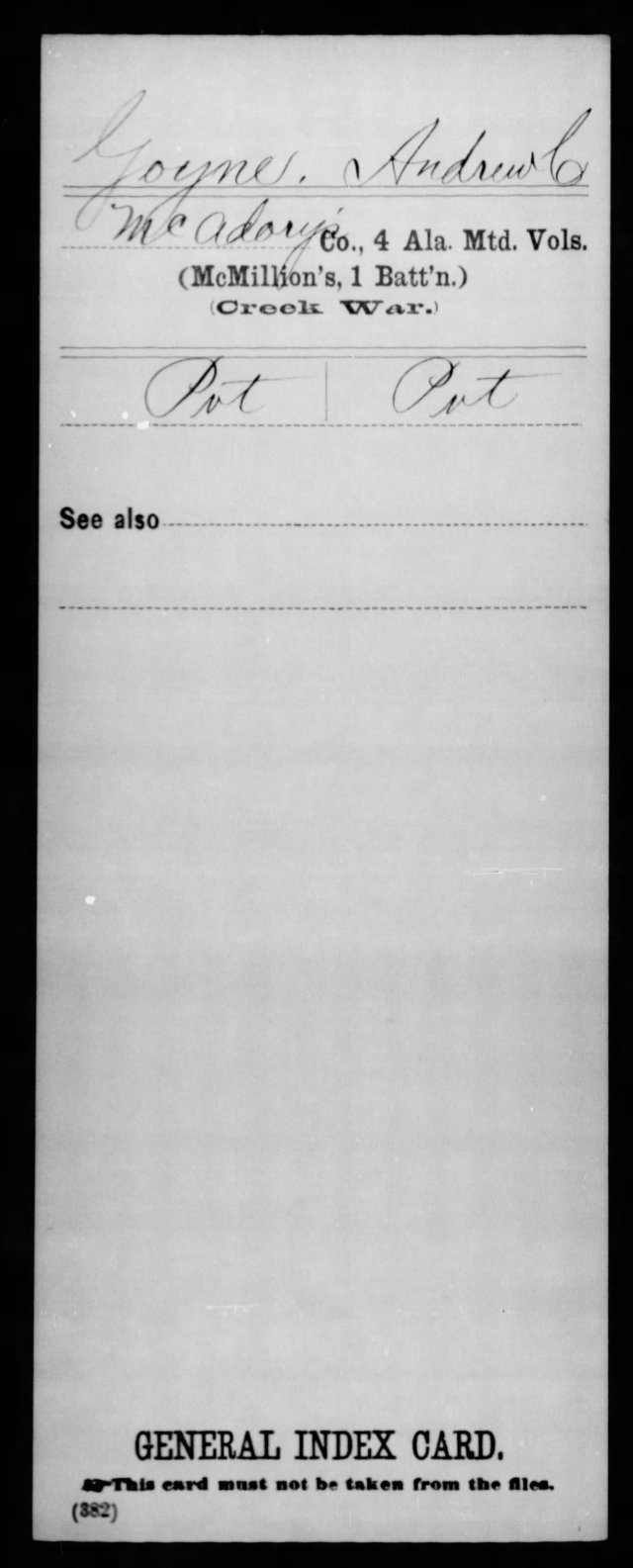 1839 Andrew C Goyne service rec Creek War