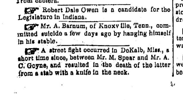 1851 July 15 Picayune story death A C Goyne