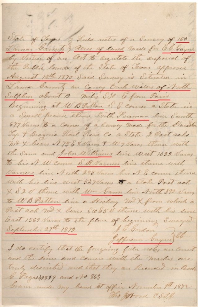 1873 to 76 land grant for E C Goyne p4