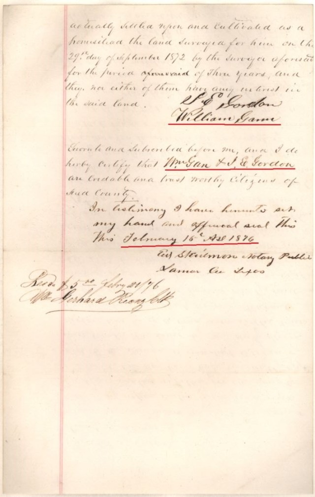 1873 to 76 land grant for E C Goyne p7