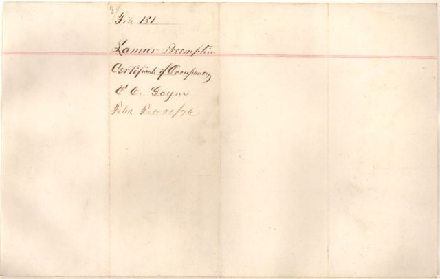 1873 to 76 land grant for E C Goyne p8