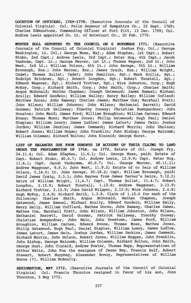 1771 Nov 6 Sgt Mark Hollis on muster in Colonial Va