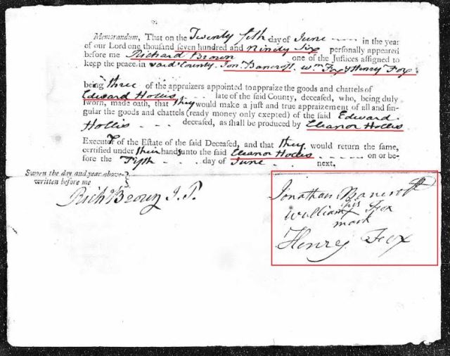 1796 Edward Hollis appraisal return Richland Co SC snip