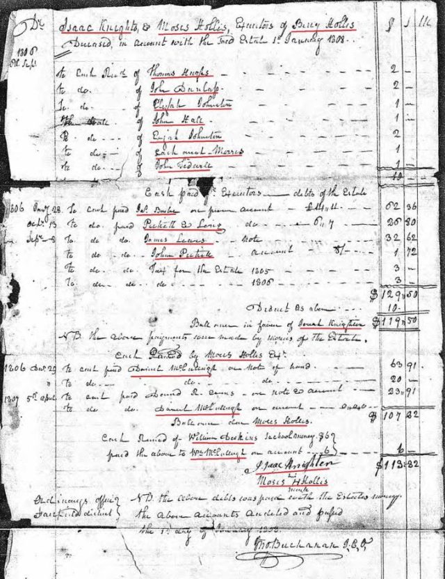 1805 Berry Hollis loose ppw 7 accounting in 1806 to 1808 marked snip
