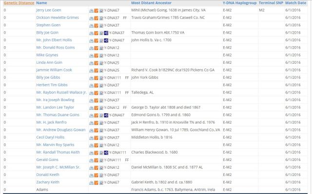 YDNA Matches 12 markers p1