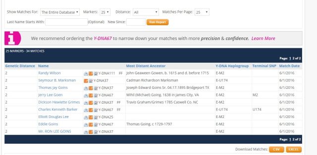 YDNA Matches 25 markers p2