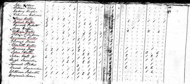 1820 US Census w Mary a Burrell a William a Benjamin a Elizabeth a John Hollis in Fairfield SC marked snip