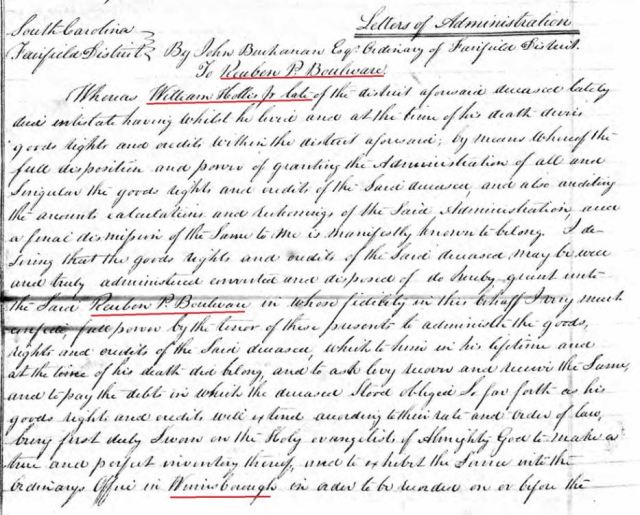 1821 Mar 21 William Hollis Jr estate letters of admin 1 marked snip