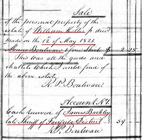 1821 May 12 William Hollis sale marked snip