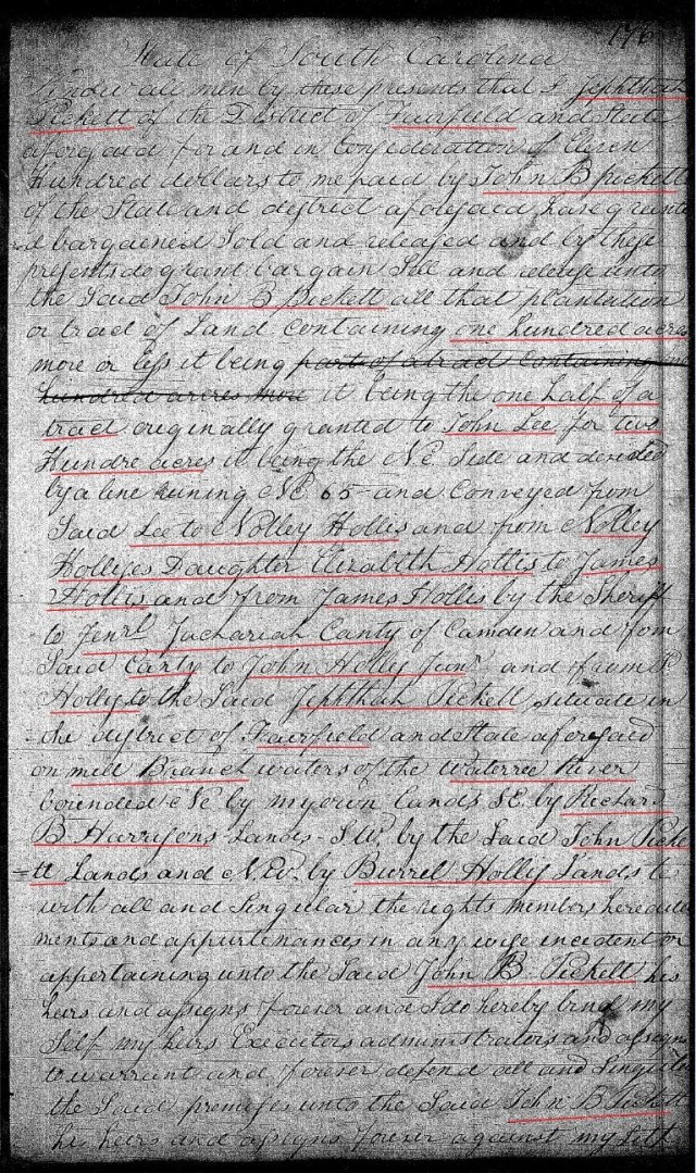 1822 July 8 Deed_DD_0176a Picket to Picket chain of title with Notley Hollis prior 1 marked snip