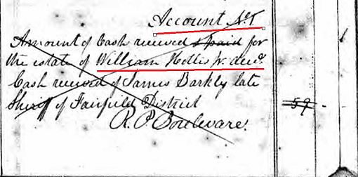 1825 Aug 8 William Hollis Jr estate accounting 1 marked snip